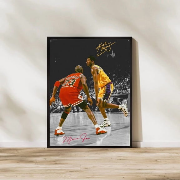 Basketball Legendary Matchup Poster Michael Jordan Kobe Bryant Style Sports Wall Art Size 24x36 Unframed Poster