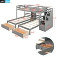 thumbnail image 4 of Twin/Twin/Twin Gray Triple Bunk Bed with Drawers, Storage Staircase & Built-in Shelves, 4 of 9