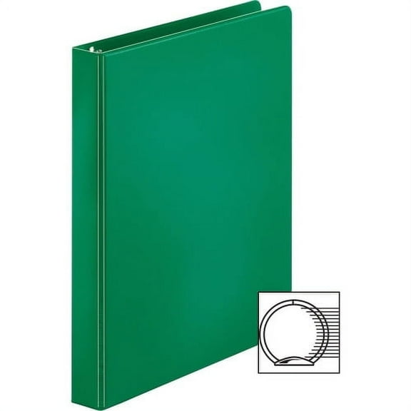 Business Source Basic Round-ring Binder 1" Binder Capacity - Letter - 8 1/2" x 11" Sheet Size - 3 x Round Ring Fastener(s) - Vinyl - Green - Open and Closed Triggers - 1 Each
