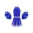 thumbnail image 2 of Aislor Cheer Leader Costumes for Girls Sleeveless Cheerleading Uniform Dress Outfit with Stockings 2 Pom Poms Royal Blue 6, 2 of 7