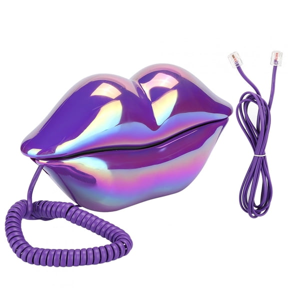 Teléfono fijo de escritorio electrochapado con labios morados creativos para oficina en casa