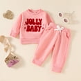 thumbnail image 2 of Caqnni Baby Girl Fall Outfits Color Block Long Sleeve Sweatshirt Pants Girls Sweatsuit Fall Clothes Pajamas & Dailywear Set Fall Winter Outfit，6-12 Months，Red, 2 of 5