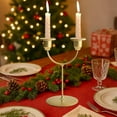 thumbnail image 4 of HomeDM Christmas Candelabra 2 Arm Candle Holders Xmas Candlestick Holder for Wedding Party Table Centerpiece Decor Metal Candle Holders Holiday Fireplace Dining Room Decoration Gold, 4 of 8