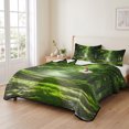 thumbnail image 2 of King Quilt Set 96''x106'', Green Trees Lightweight Bedspread Coverlet Set with 2 Pillow Shams, Forest Art Decor Spring Summer Nature Leaf Breathable All Season Quilt Bedding for Bedroom/Guest Room, 2 of 9