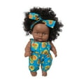 thumbnail image 2 of Xecvkr Black Vinyl Baby Doll Toy 8 Inch Realistic Curly Hair Soft Limbs Lifelike Companion Art Collection Gift for Kids Photo Prop Hand-Drawn Nails Removable Clothes, 2 of 7