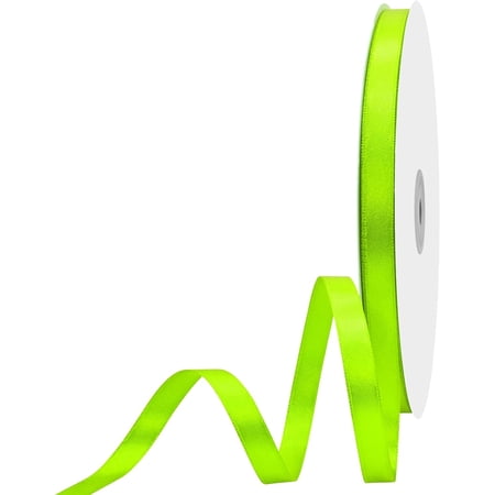 3/8 inch Wide 100 Yards Double Face Lime Green Satin Ribbon Fabric Ribbon for Gift Wrapping Very Suitable for Weddings Decoration Bouquet Balloons Arts Craft Sewing Hair Bow Invitation