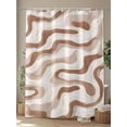 thumbnail image 4 of Abstract Lines Shower Curtain, Brown Water Ripple Modern Art Wave Waterproof Shower Curtain Set with 12 Hooks Lightweight Washable Fabric Shower Curtains for Bathroom 72x72 Inches, 4 of 6