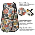 thumbnail image 2 of Yayeee Double Oven Mitt Kitchen Heat Resistant Baking 35" x7" Quilted Glove, Black Flowers Pattern, 2 of 6