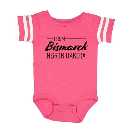

Inktastic From Bismarck North Dakota in Black Distressed Text Gift Baby Boy or Baby Girl Bodysuit