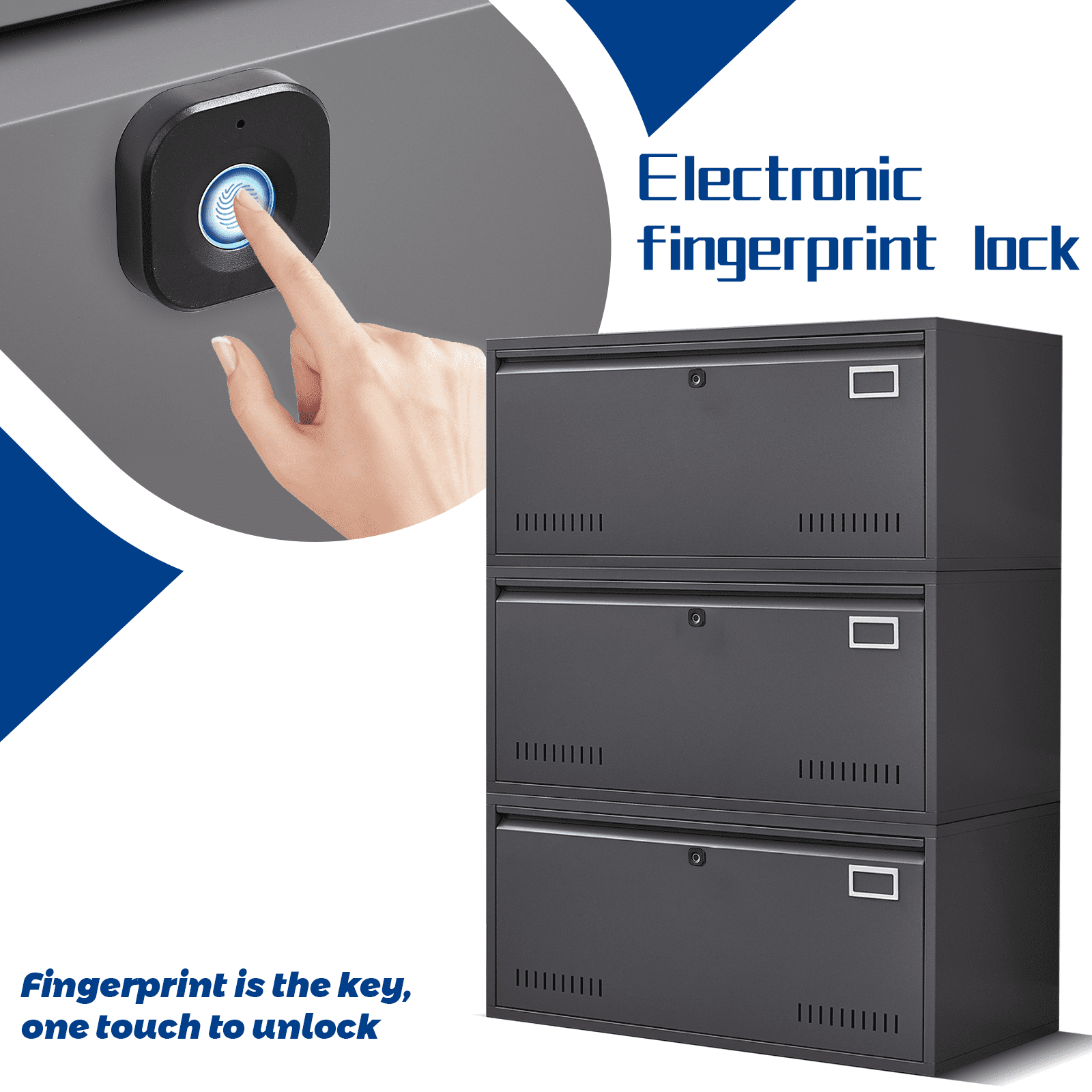 Holaki 1PCS Biometric Fingerprint Lateral File Large Drawer
