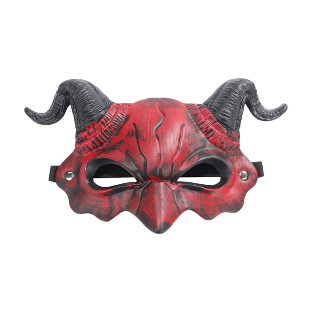 Máscara de diablo para adultos,Máscara de diablo para disfraz de Halloween para adultos,Máscara de diablo de media cara para fiestas de máscaras,Máscara de cuernos de cabra diabólica para