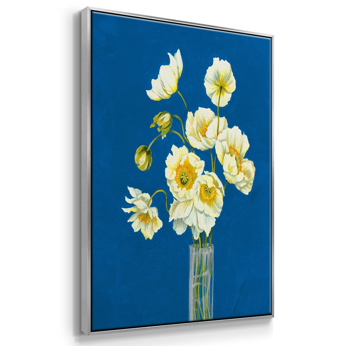 Ice Poppies Framed Premium Gallery Wrapped Canvas - Ready to Hang - 17 x 25 - Silver Floating Frame