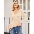 thumbnail image 5 of Zeagoo V Neck Long Sleeve Shirts for Women 2025 Slim Fitted Going Out Tops Basic Fall Winter Tee 2 Pack, 5 of 6