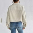 thumbnail image 4 of qolati Women's Corduroy Cropped Jackets Soft Warm Button Down Shacket Jacket Casual Long Sleeve Fall Outerwear with Pockets, 4 of 6