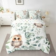 thumbnail image 2 of Cartoon Animal King Comforter Set 7 Pieces Kawaii Owl Bedding Comforter Sets, Funny Wildlife Bed in a Bag Wild Bird Bedding Set, Botanical Green Eucalyptus Bed Sheets Set, 2 of 6