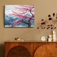 thumbnail image 4 of Chilfamy Pink Flowers Mountain Canvas Prints Wall Art Ready to Hang 16x12in, 4 of 6