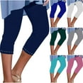 thumbnail image 2 of Swuxness Women Solid Color High Waisted Slim Fitted Leggings Cropped Pants Stretchy Comfortable, 2 of 2