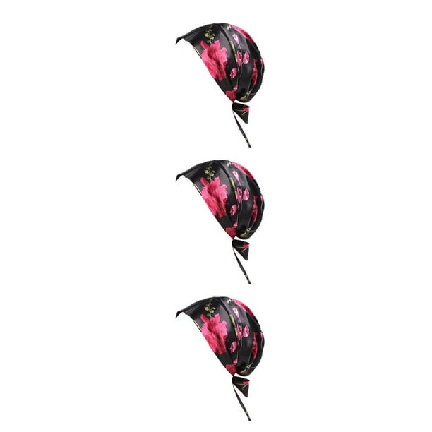 Sonducket Bonnet Hat Satén Pañuelo para la cabeza Gorro de dormir Envolturas para el cabello para mujeres Dormir Negro Type1 NO1