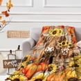 thumbnail image 3 of Fall Highland Cow Blanket Fall Blanket Autumn Pumpkin Sunflower Cow Gifts Throw Blanket Thanksgiving Decor Autumn Harvest Flannel Blankets for Couch Sofa Bedroom Cow Lovers 60"x50", 3 of 6