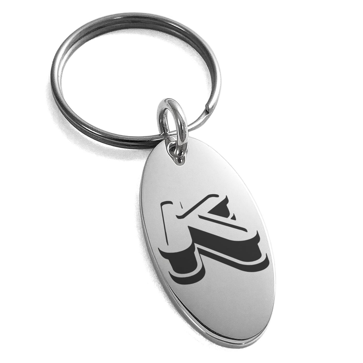 Key Chain K Stainless Steel Letter K Initial 3D Monogram Engraved Small Oval Charm ...