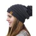 thumbnail image 3 of NYFASHION101 Unisex Multicolor Warm Cable Knit Slouch Pom Pom Beanie Cap - Black/Charcoal Gray, 3 of 4