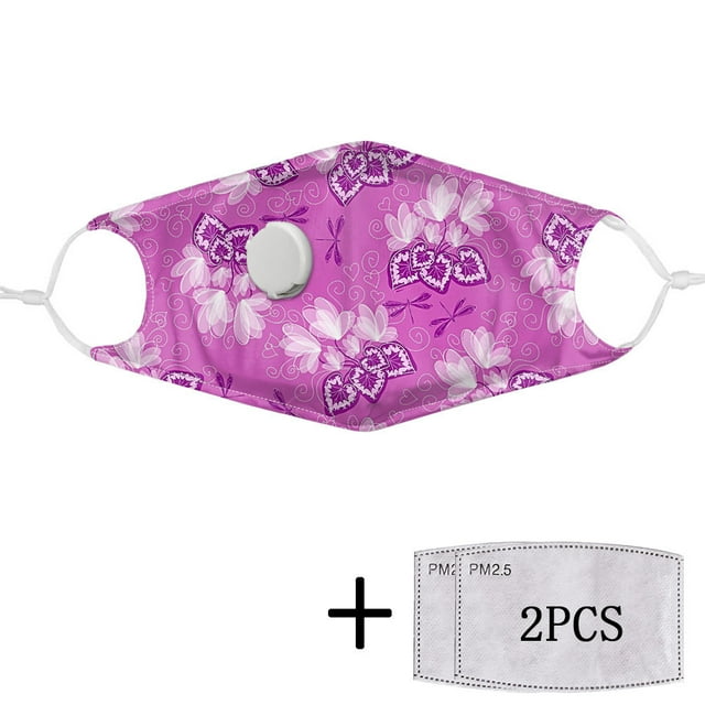 2 Pcs PM2.5 Masques à Impression avec Filtre Non Jetables avec Masque à Valve Respiratoire