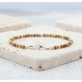thumbnail image 3 of Picture Jasper 3mm Round Shape Faceted Cut Beads 7 inch Silver Plated Clasp Bracelet for men, women, unisex. Link Chain Stacking Bracelet.|LINK_05408, 3 of 5