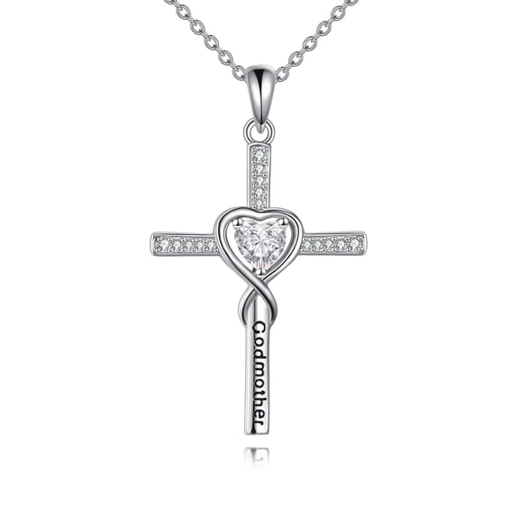 XATENJE Godmother Gifts Sterling Silver Godmother Necklace Cross Infinity Jewelry for Women