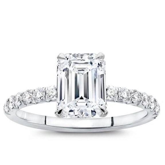 2Ct Emerald Cut VVS1/D Diamond Solitaire Women's Wedding Ring Solid 14k White Gold