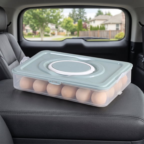 Single-Layer Egg Holder for 24 Eggs, Deviled Egg Tray with Handle Lid, Container for Refrigerator and Kitchen, 1 Pc