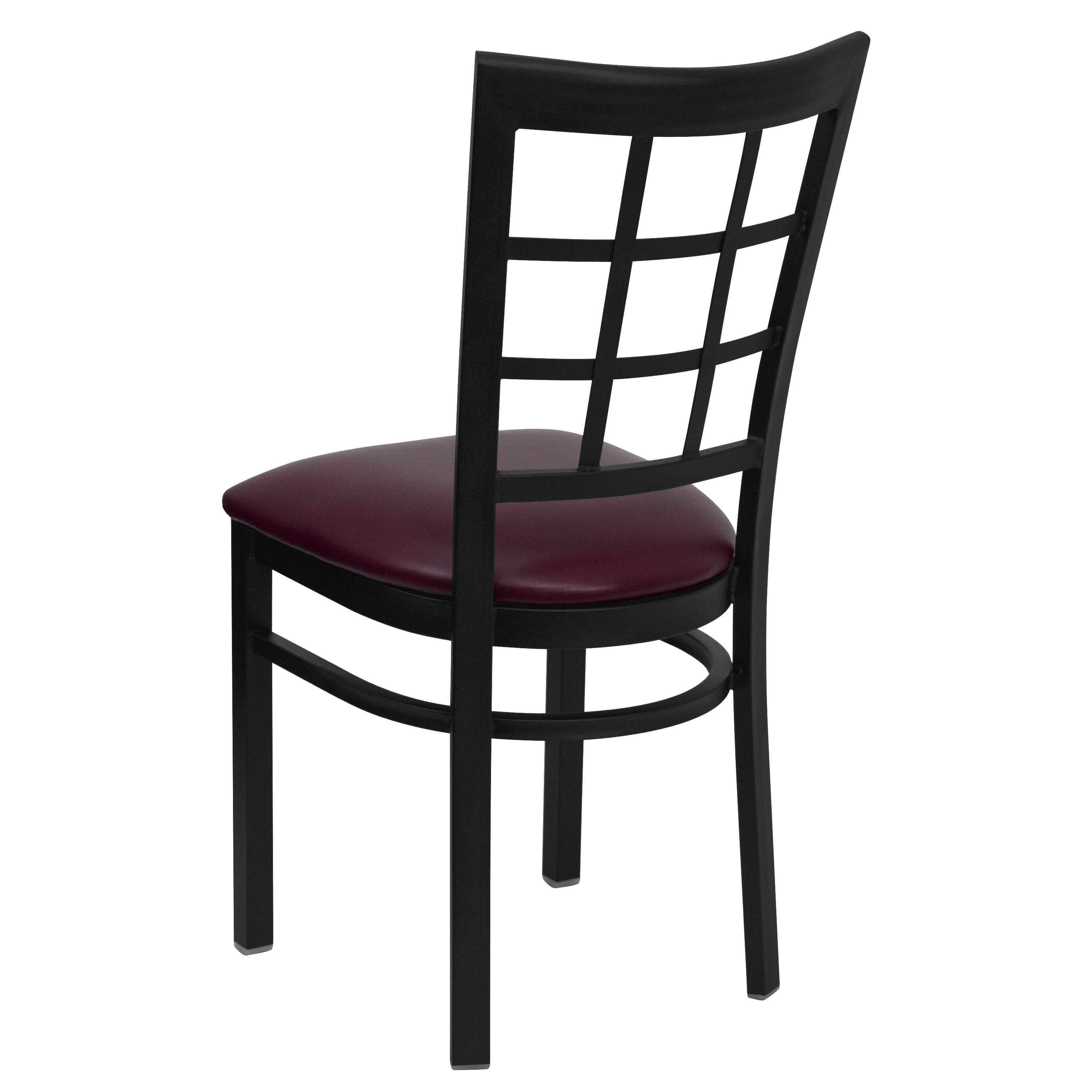 Flash Furniture HERCULES Series Black Window Back Metal Restaurant Chair - Burgundy Vinyl Seat