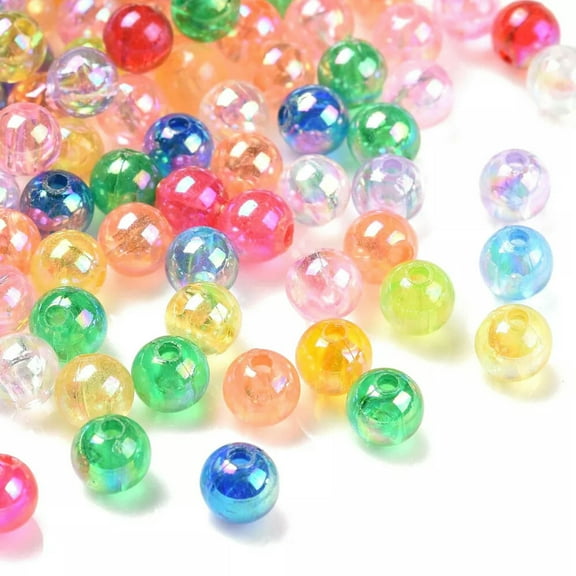 U8MO 500pcs 6mm AB Color Round Transparent Acrylic Beads Tiny Loose Spacer Ball Beads