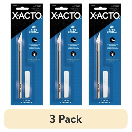 (3 pack) X-Acto No.1 Knife with Safety Cap for Cutting and Trimming Craft Knife 1 Count