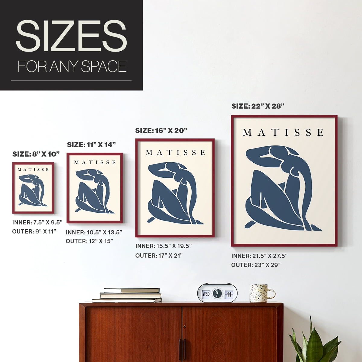 Matisse CCCLXXXI in Red Solid Wood 22 x 28 Framed Print