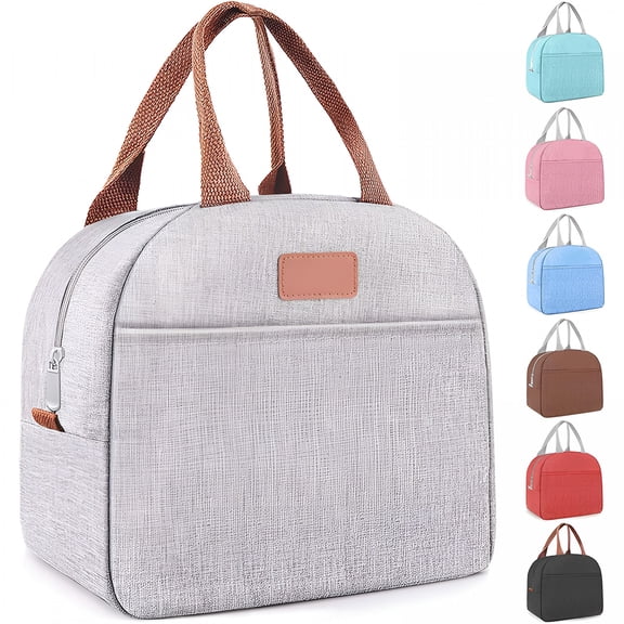 AOMRCOL Lunch Bag for Women & Men Adult Insulated Lunch Box,Small Leakproof Cooler Food Lunch Containers Reusable High Capacity Lunch Tote Bags for Work,Travel,Outdoor (Grey)