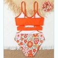 thumbnail image 5 of TOOYOU Girls One-Piece Swimsuit Bikini Floral Bathing Suit Swimwear Sweet Girl Swimsuits For Swimming Lessons Size 7-8 Years Orange, 5 of 7