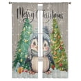 thumbnail image 2 of Sheer Curtains 72 Inches Long, Winter Snowflake Pine Tree Grey Light Filtering Window Curtains for Living Room/Bedroom, Christmas Penguin, Rod Pocket Voile Sheer Curtain Drapes, 52"W x 72"L, 2 Panels, 2 of 9