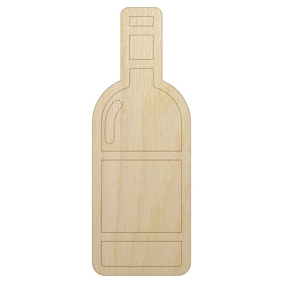Wine Bottle Icon Wood Shape Unfinished Piece Cutout Craft DIY Projects - 4.70 Inch Size - 1/8 Inch Thick