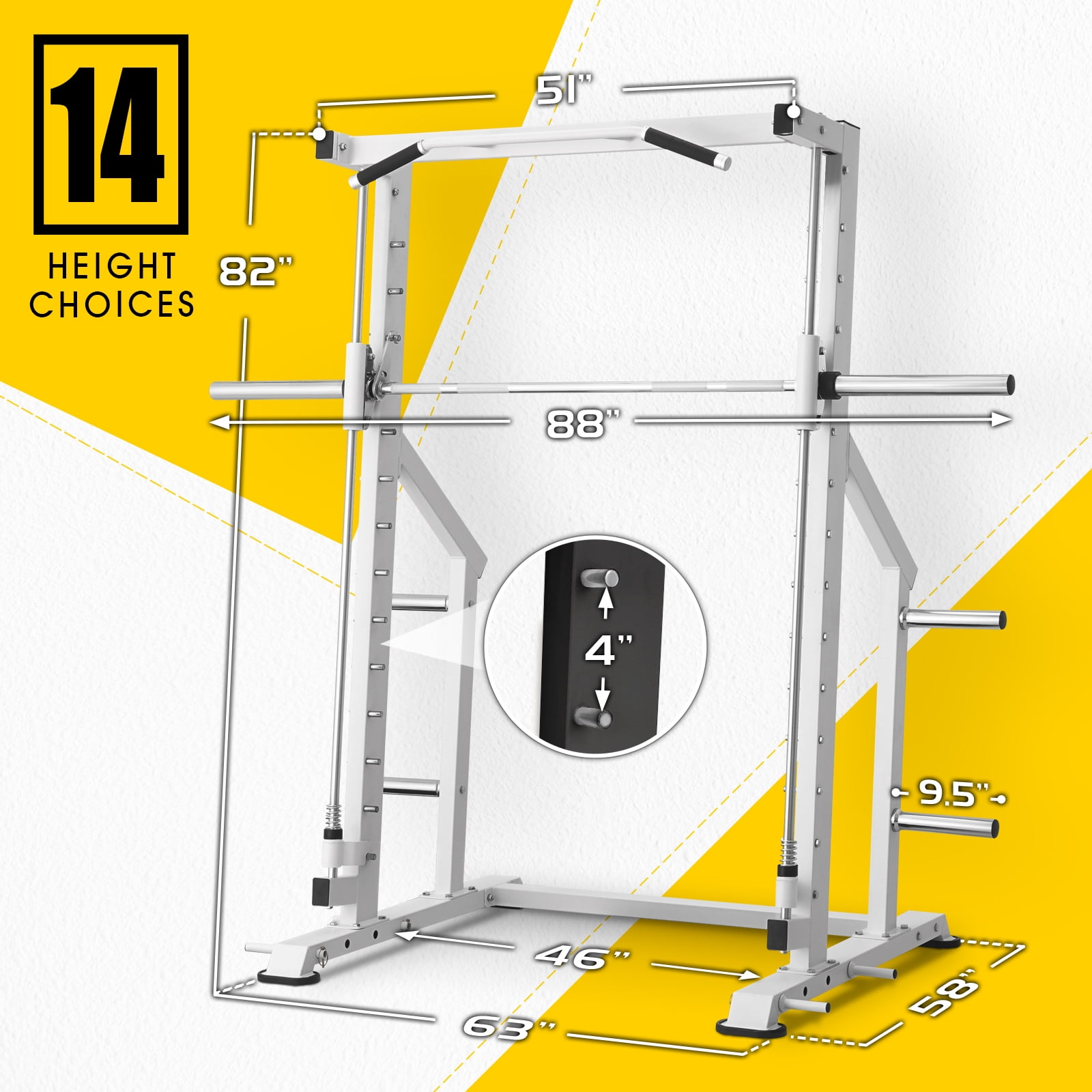 Syedee Smith Machine Home Gym Power Rack Cage Workout Squat Press Linear Bearing Black Walmart