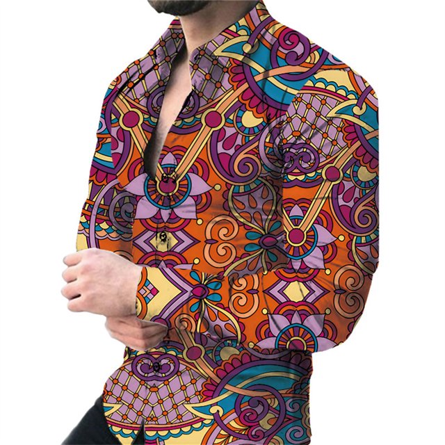 Chemise pour Homme Rétro Street 2024 Printemps/été Automne/hiver Mode Chemise pour Homme Imprimée 3D Manches Longues Haut à Boutons