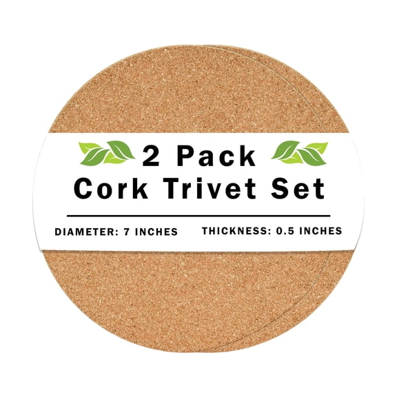 TreasureGurus Heat-Resistant Light-Brown Cork Pot Holders (2 Count)