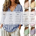 thumbnail image 3 of Neewe Womens Loose Casual Striped V Neck Long Sleeve Shirts Classic Blouses Tops with Spring Fall, 3 of 7