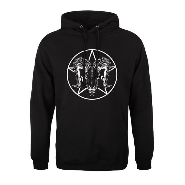Grindstore - Sudadera Ram Skull Pentagrama para Hombre (Negro)