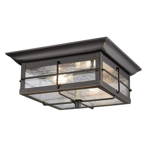 Westinghouse Westinghouse Lighting 6578400 Orwell 11 inch Traditional Two-Light Flush Mount Outdoor Ceiling Light Fixture Oil Rubbed Bronze with Highlights, Clear Seeded Glass