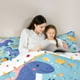thumbnail image 4 of jejeloiu Colorful Dino Balloon 7-Piece Twin Bedding Set,Rustic Floral Cartoon Dino,Breathable Reversible Decor, 4 of 8