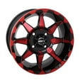 thumbnail image 1 of 4/110 STI HD6 Alloy Wheel 14x7 5.0 + 2.0 Radiant Red for Yamaha KODIAK 450 4x4 Auto 2018, 1 of 1