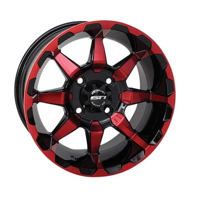 4/110 STI HD6 Alloy Wheel 14x7 5.0 + 2.0 Radiant Red for Yamaha KODIAK 450 4x4 Auto 2018