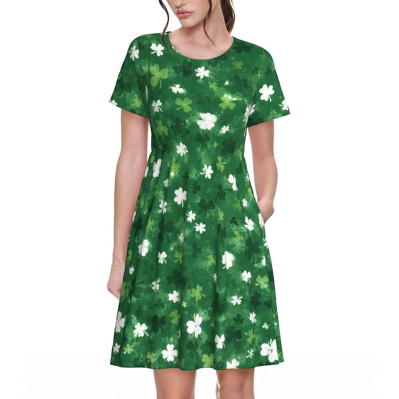 St. Patrick's Day Women's Dresses Short Sleeve Nightdresses for Summer