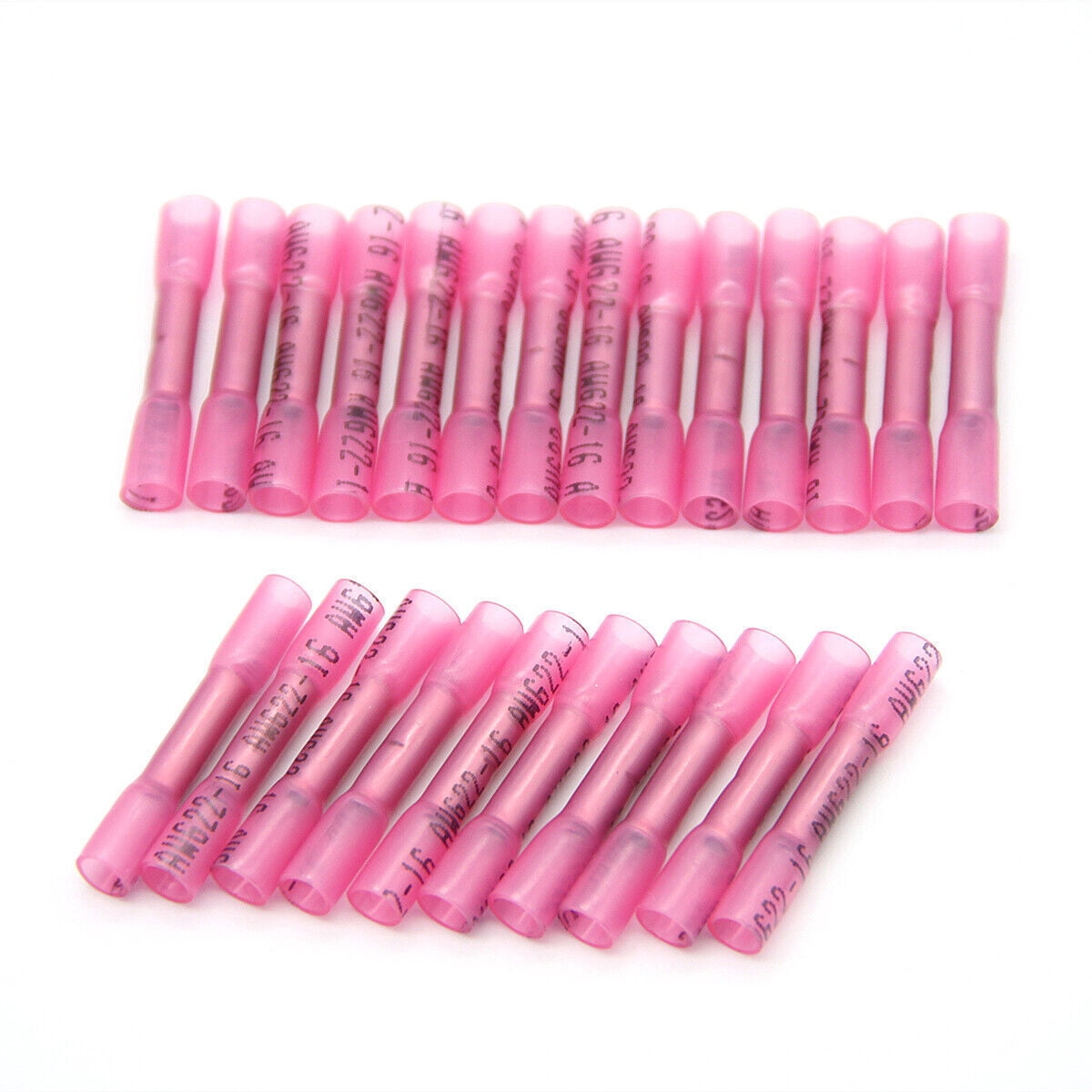 300Pcs Red Heat Shrink Butt Wire Connectors Crimp Terminals AWG 16-22 Gauge US
