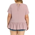 thumbnail image 3 of GRACE & GRANDEUR Women's Plus Size Easter Babydoll Peplum Tops Short Sleeve Crew Neck Flowy Blouses Loose Fit Summer Casual Shirts Top 4X Pink, 3 of 6